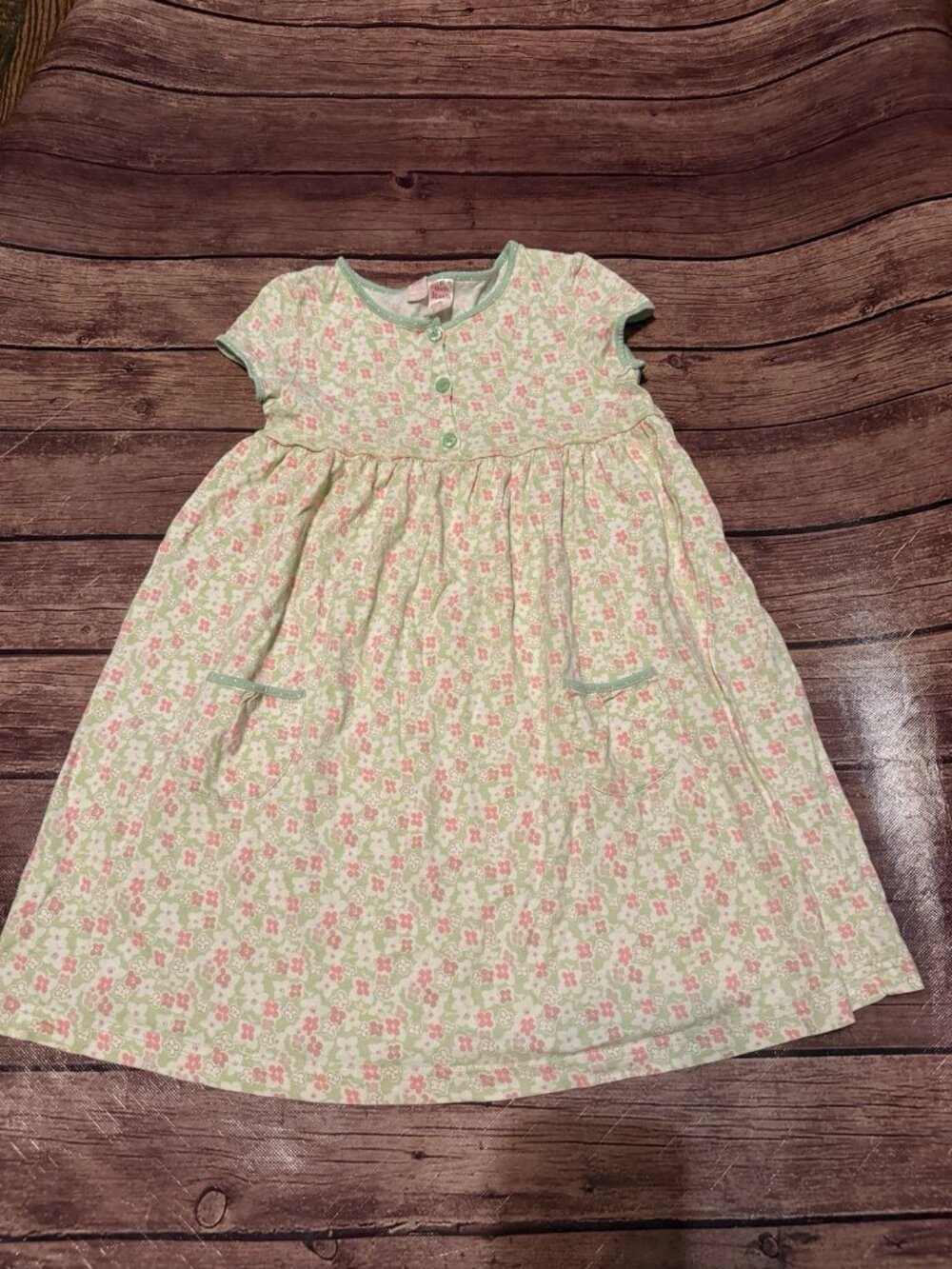 Girl’s Osh Kosh Green Pink Floral Dress Size 5